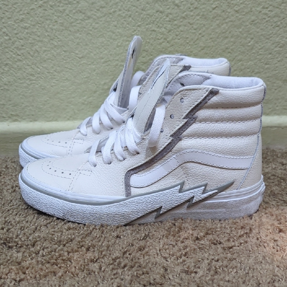 Leather Lightening Bolt High Top Vans